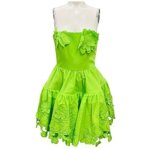 LEO LIN LIME SKYE APPLIQUE BUSTIER MINI DRESS